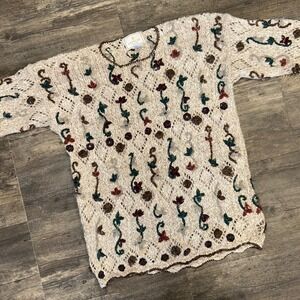 Vintage Express Tricot Sweater Embroidery‎ Women Size Small Angora Blend